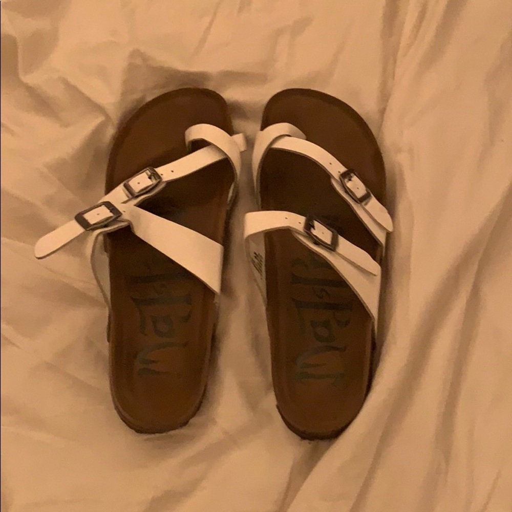 white sandals